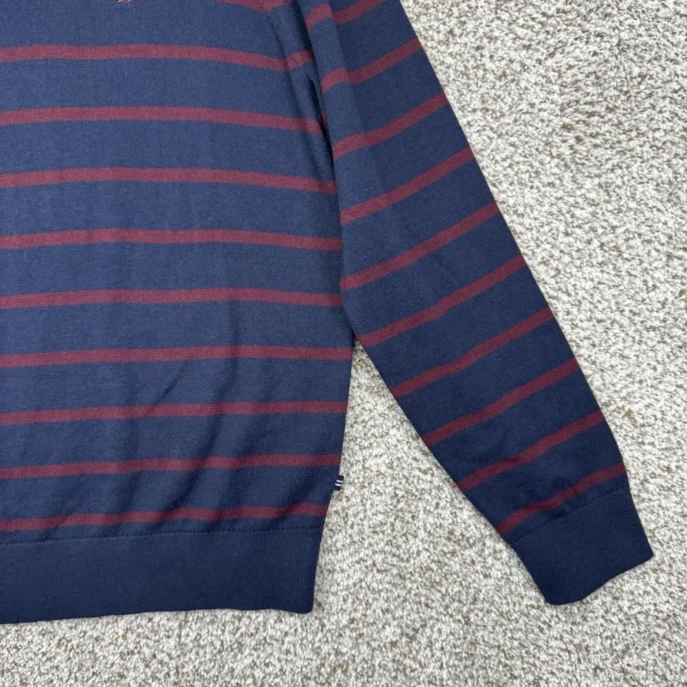 Nautica NavTech Sweater Men's Large Blue Red Stripes Quarter Zip Pullover New - Picture 4 of 13